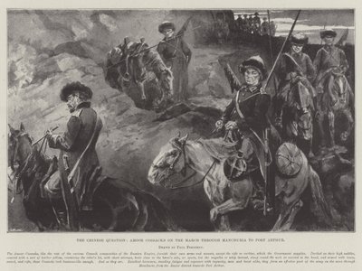 The Chinese Question, Amoor Cossacks on the March through Manchuria to Port Arthur by Paul Frenzeny